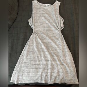 Grey and white striped minidress